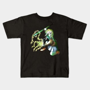 Dnd druid elf girl with a magic leaf whip Kids T-Shirt